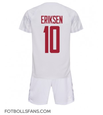 Danmark Christian Eriksen #10 Replika Bortatröja Barn VM 2022 Kortärmad (+ Korta byxor)